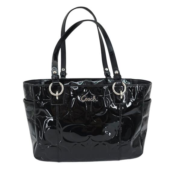 Coach Embossed Patent Leather Purse Shoulder Bag Black - Picture 1 of 8